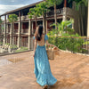 2022 beach skirt super fairy Bali Blue backless sexy Sanya seaside holiday dress women's dress