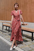 2022 holiday beach skirt red super fairy Bohemian long skirt Chiffon floral dress women's spring and summer