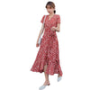 2022 holiday beach skirt red super fairy Bohemian long skirt Chiffon floral dress women's spring and summer