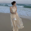 2022 net red chiffon summer dress women's seaside holiday skirt super fairy sling Bali Beach skirt