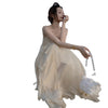 2022 net red chiffon summer dress women's seaside holiday skirt super fairy sling Bali Beach skirt