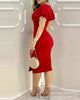 2022 red ruffled V-neck tight slit dress dresses for women  women dresses summer 2022
