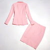 2022 small suit skirt two piece work clothes interview women's clothing  slim pink ladies blazer Elegant skirt