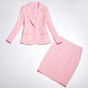 2022 small suit skirt two piece work clothes interview women's clothing  slim pink ladies blazer Elegant skirt