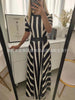 2022 summer style European and American striped long short sleeve women's round neck dress