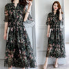 2022 travel and leisure Bohemian long skirt Floral Chiffon dress women's summer seaside holiday beach skirt