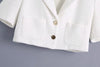 2022 women summer white short sleeve suit V-neck single breasted pocket casual women's short Blazer top clothing