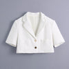 2022 women summer white short sleeve suit V-neck single breasted pocket casual women's short Blazer top clothing