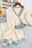 2022 simple Korean style ins color matching slim short knit sweater bag hip slim skirt casual two-piece female
