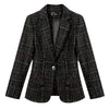 2023 spring autumn blazer women long sleeve tweed elegant coat ladies chic tops vintage plaid suit jackets and blazers casaco