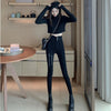 2022 spring autumn elastic zipper leggings large size pants trousers slim pants black feet pants women's pencil pants KZ539