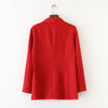 2023 spring autumn casual double-breasted temperament red suit large lapel pocket mid-length suit jacket