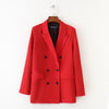 2023 spring autumn casual double-breasted temperament red suit large lapel pocket mid-length suit jacket