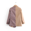 2022 spring women's European and American style lapel long-sleeved plaid color matching buttoned casual blazer women's