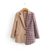 2022 spring women's European and American style lapel long-sleeved plaid color matching buttoned casual blazer women's