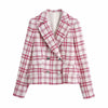 2022 spring small fragrant wind woolen plaid texture woven small coat + skirt suit female