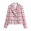 2022 spring small fragrant wind woolen plaid texture woven small coat + skirt suit female