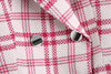 2022 spring small fragrant wind woolen plaid texture woven small coat + skirt suit female
