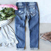 2022 spring summer  plus size women casual Denim Pants woman female ripped Hole Plaid Patch jeans for women