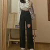 2022 streetwear Heart shaped hole  jeans for women high waist mom jeans vintage Black denim pants Full Length trouser Harajuku