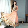 2022 summer Chiffon print dress super slim waist beach skirt over knee super long skirt