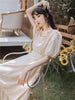 2022 summer French chic design light yellow dress Chiffon beach skirt