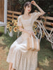 2022 summer French chic design light yellow dress Chiffon beach skirt