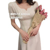 2022 summer front and back Hepburn dress elegant square neck short sleeve medium length A-line skirt