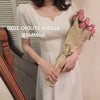 2022 summer front and back Hepburn dress elegant square neck short sleeve medium length A-line skirt