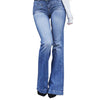 2022 summer ladies jeans patch pockets sexy thin wide-leg flared pants trousers women