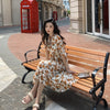 2022 summer small fresh beach floral dress waist length short sleeve dress