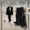 2022 summer suit women's mesh stitching sunscreen long-sleeved suit jacket mid-length skirt suit