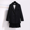 2022 temperament autumn slim suit pleated skirt two-piece suit spring and autumn plus size women's clothing Solid