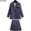 2022 temperament autumn slim suit pleated skirt two-piece suit spring and autumn plus size women's clothing Solid
