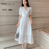 2022 white dress summer girl slim fairy long skirt seaside holiday fairy V-neck beach skirt