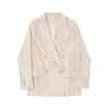 2023Autumn Loose Blazer Women Retro Full Sleeves Double Breasted Cozy Korean Style Corduroy All Match Cool Female Street Striped
