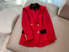 2022FW Autumn  Women Red Wool Blazer Female  Chic Outerwear Coat For Ladies Gdnz 11.16