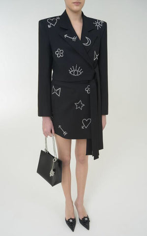 2022FW Autumn  Women Diamonds Short Jacket Blazer With A-Line Skirt 2 Color For Ladies Gdnz 7.11