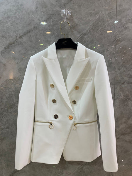 2022FW Autumn  Women  Double Breasted Slim Black Blazer Female Jacket Coat Ddxgz2 12.14