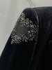 2022FW Autumn Women  Black Velvet Heart Pattern Beading Blazer Jacket Female Casual Coat Gdnz 10.30