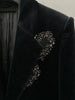 2022FW Autumn Women  Black Velvet Heart Pattern Beading Blazer Jacket Female Casual Coat Gdnz 10.30