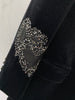 2022FW Autumn Women  Black Velvet Heart Pattern Beading Blazer Jacket Female Casual Coat Gdnz 10.30