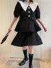 2022FW Women Black Patchwork Pleated Cake Dress For Ladies Clothes Ddxgz2 11.01