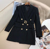 2022FW  Autumn Women Double Breasted 10% Wool Blazer With Belts Female Coat Jacket 2 Color Gdnz 7.12