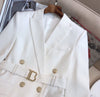2022FW  Autumn Women Double Breasted 10% Wool Blazer With Belts Female Coat Jacket 2 Color Gdnz 7.12