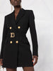2022FW  Autumn Women Double Breasted 10% Wool Blazer With Belts Female Coat Jacket 2 Color Gdnz 7.12