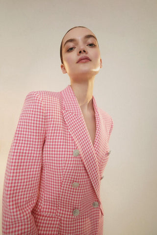 2023RA European and American women's spring houndstooth slim casual straight lapel suit jacket