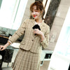 2023SS Female Elegant Women's Pleated Skirt Suit Gray Plaid Blazer Bussiness Jacket Office Lady 2 Pieces Set Plus Size S-4XL