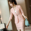 2022SS Female Elegant Women's Skirt Suit Pink Jacquard Blazer Bussiness Jacket Office Lady 2 Pieces Set Plus Size S-4XL