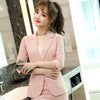 2022SS Female Elegant Women's Skirt Suit Pink Jacquard Blazer Bussiness Jacket Office Lady 2 Pieces Set Plus Size S-4XL